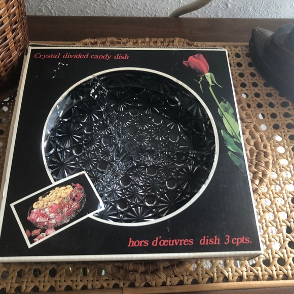 Vintage Estate French Lux Veropa Divided Crystal Divided Candy Dish IN BOX - Picture 9 of 12